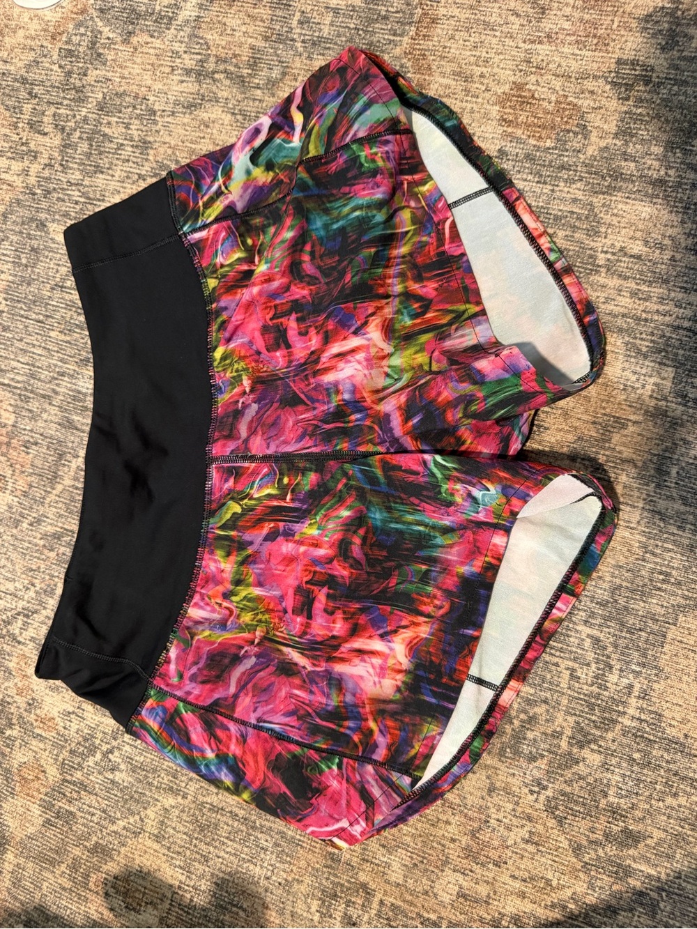Women’s Multicolor Active Shorts with Black Waistband